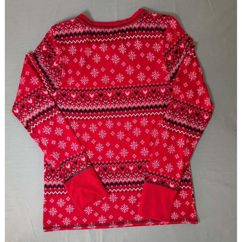 Lucky Brand Womens Red Winter Snow Pajama Set Long Sleeve Top Leggings Size L - Picture 10 of 10
